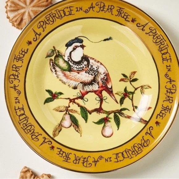 Taychamaythakool Anthropologie Twelve Days of Christmas Dessert Plate Partridge - Picture 1 of 2